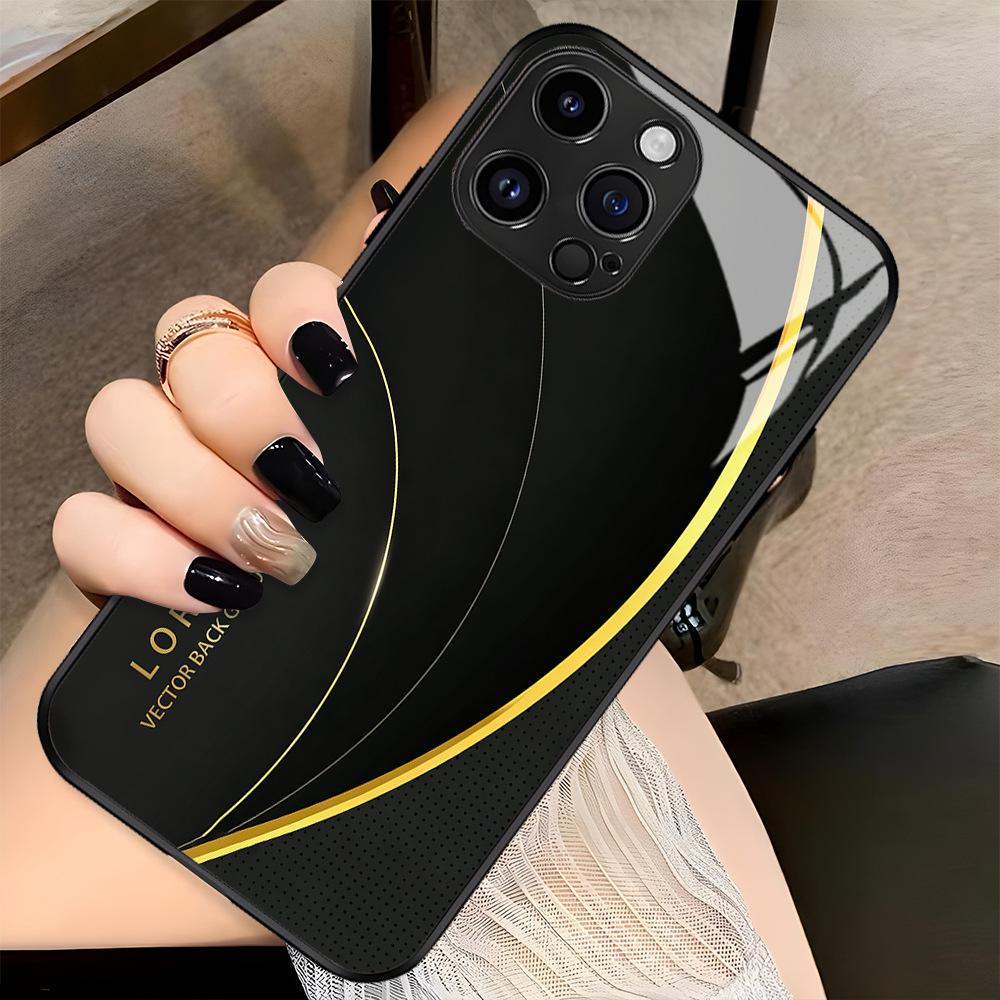 2026 new ins wind black gold line tempered glass Apple 15 mobile phone case iPhoneAIR business protective case