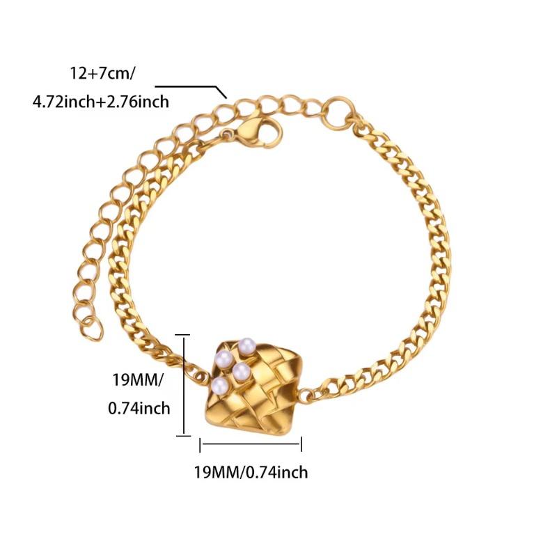 

Холодный ветер простой плетеный шахматный кулон браслет нишевый дизайн милый и крутой квадратный модный геометрический ювелирный