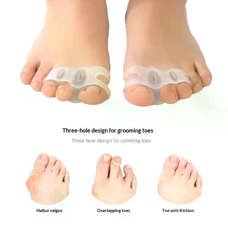 1Pair Silicone Three Hole Toe Separator Fingers Feet Toe Spreader Hallux Valgus Bunion Corrector Toe Straightener Corrector