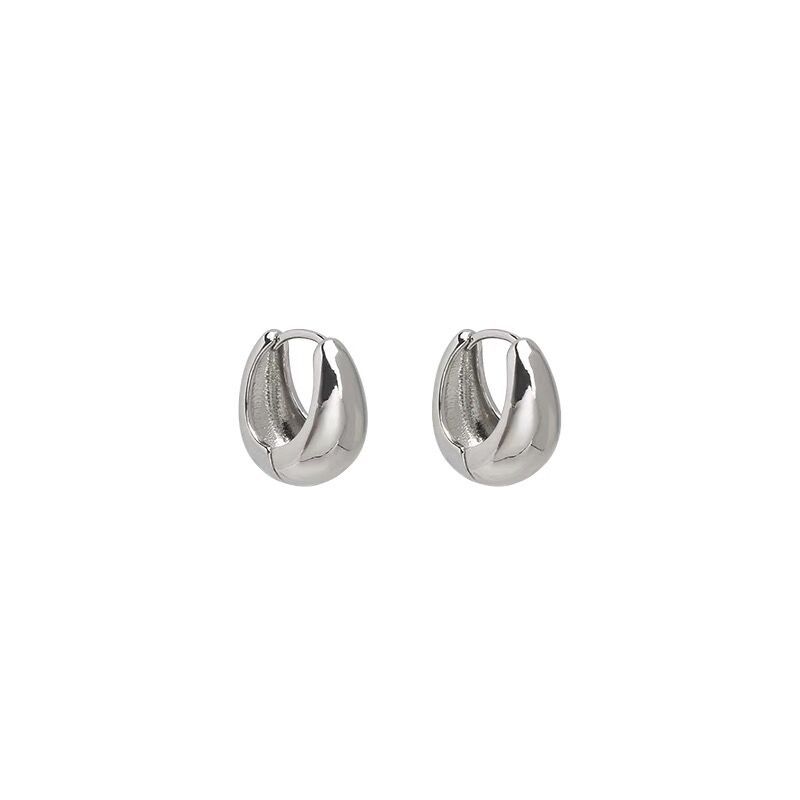 European and American style~ arc metal plain ring earrings women's ins simple temperament earrings New trendy commuter earrings