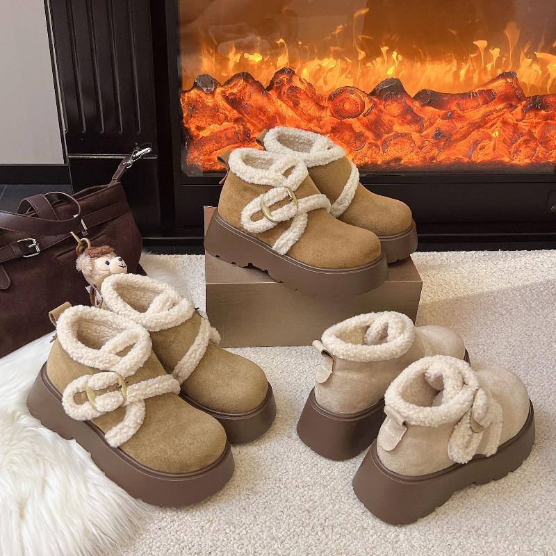 Bottes de neige à semelles épaisses et rehaussantes pour femmes, nouvelles chaussures d'hiver pour femmes, chaussures en coton thermique velours