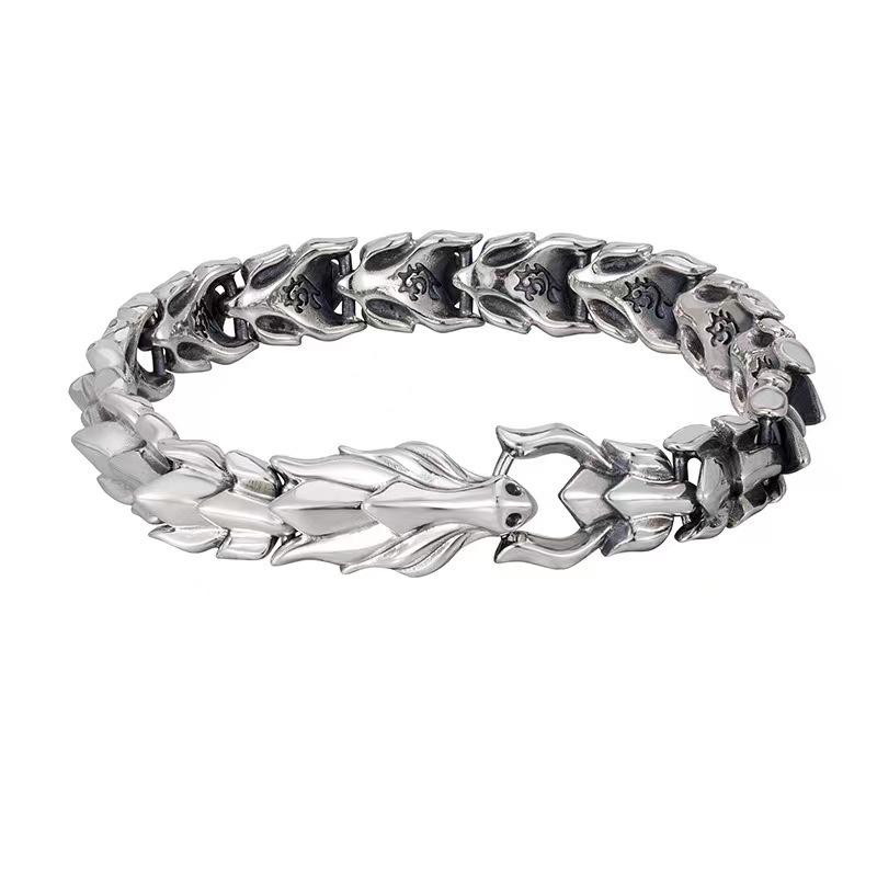 Copper Alloy Retro Faucet Dragon Grain Keel Bracelet Hip Hop Domineering Exaggerated Punk Hand Jewelry E131 Bracelet Complex