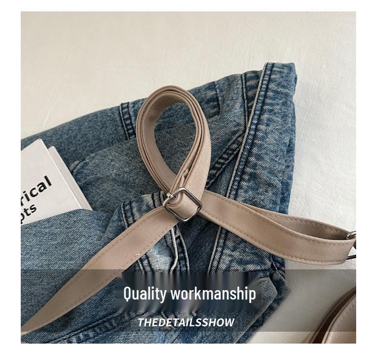 Women's Large Capacity Canvas Bag - 2024 Autumn Soft Slouchy Shoulder or Crossbody Denim Bucket Bag, Lightweight and Casual.