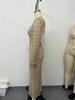 2024 Women's European & American Knitted Beach Dress: Hollow Out, Solid Color, Sexy Backless, Tie-Up, Long Sleeve Maxi Dress & Bikini Cover-Up
