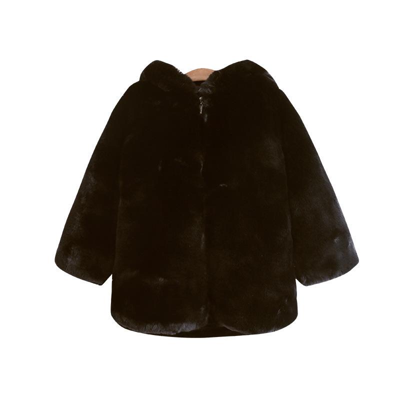 Giacca di lana per bambine, autunno inverno, pelliccia sintetica, calda, per bambini, con cappuccio, abbigliamento esterno