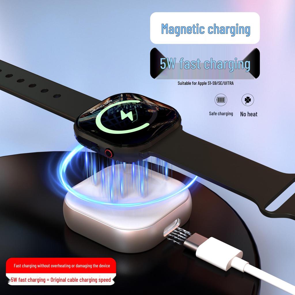 5W Fast Charger for Apple iWatch Series 5-8: Magnetic Wireless & Portable
