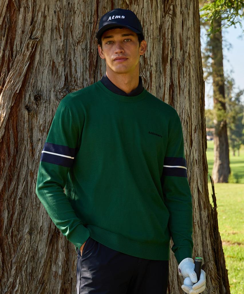 Antomas Sleeve Colorblock Round Neck Knit Men'S - Green