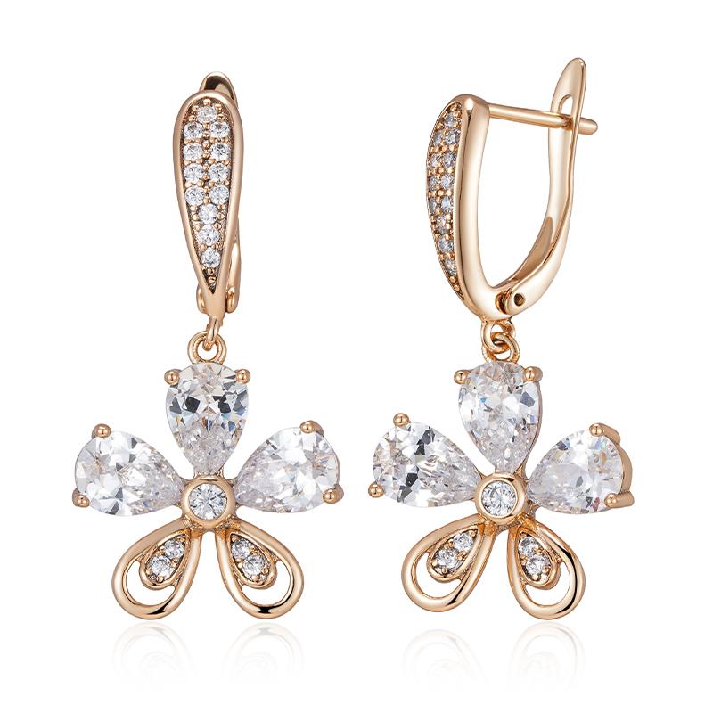 

Женские висячие серьги Kinel со снежным цирконом, длинные серьги цвета розового золота розового золота