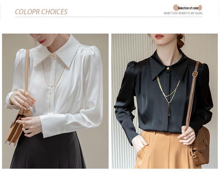 2024 Spring Elegant White Long-Sleeved Women's Top