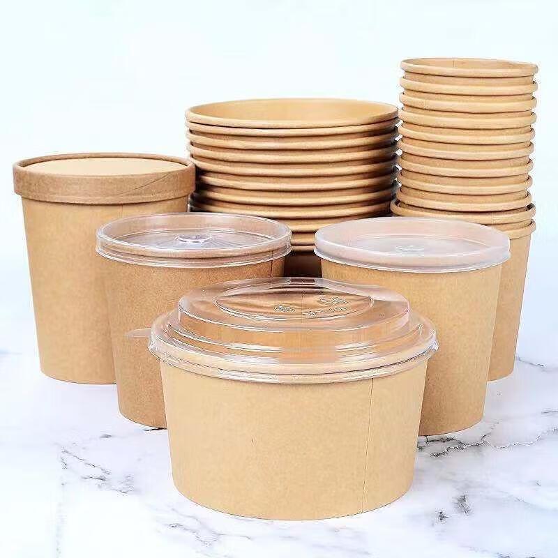 Kraft Paper Food Bowls with Lids