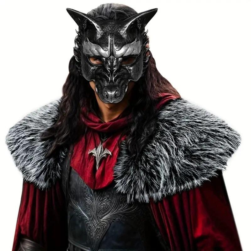 2025 Winter Fur Collar Faux Medieval Warrior Viking Fur Scarf Shawl Man Halloween Cosplay Faux Fur Scarf Costume