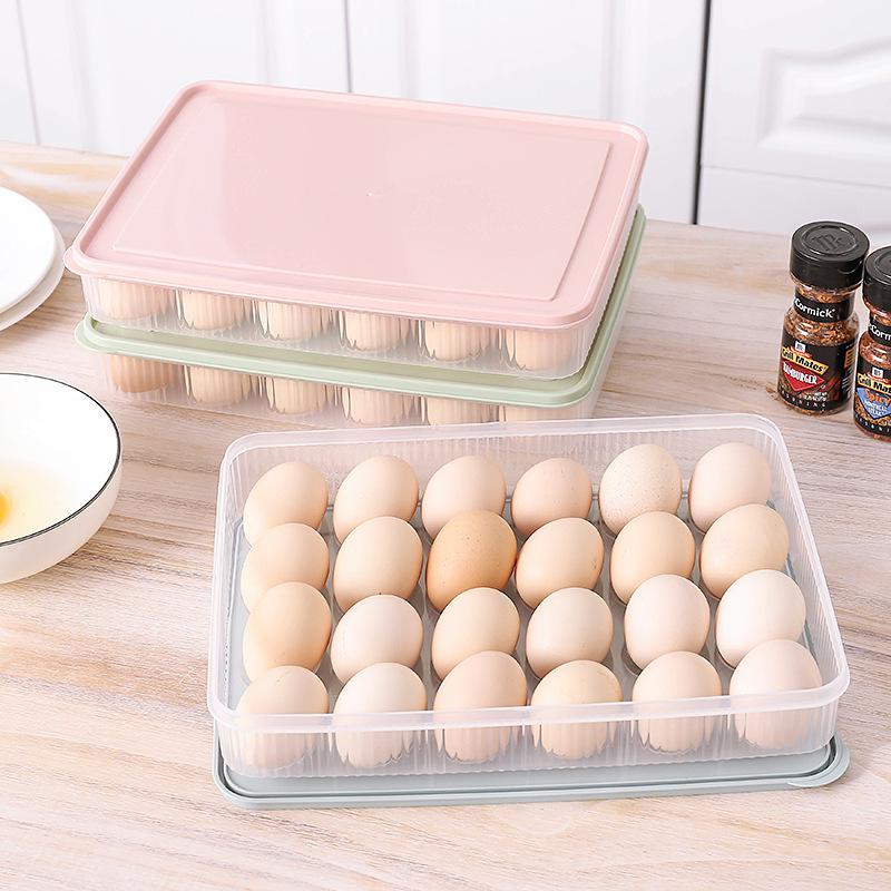 24 Grids Egg Box Refrigerator Preservation Portable Picnic Egg Storage Box Food Grade Plastic Egg Box with Cover Kitchen Supplie