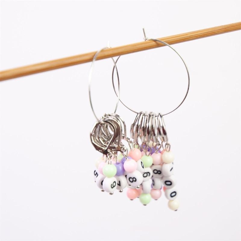 10PCS Number Stitching Marker Charm Locking Crochet Stitching Marker with Knitting Counter Scissors for Knitting Weaving