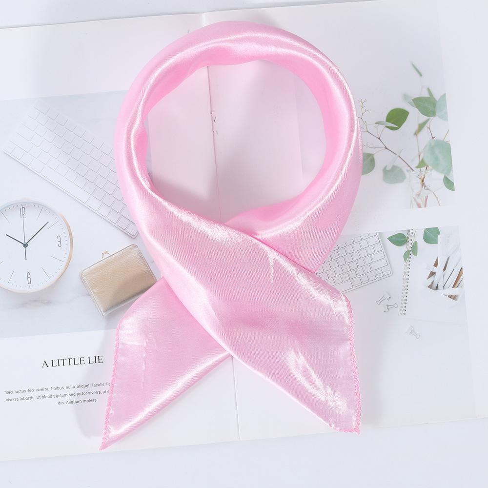 50*50cm Silk Scarf Women Small Soft Squares Decorative Head Scarf Multicolor Stripe Print Kerchief Neck Wrap Solid Colors