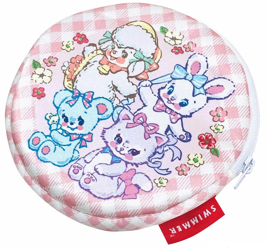 MORIPiLO Tissue SWIMMER Swimmer Small Item Plush Toy 13x13cm Check Character by Morishita Makura Case, Goods, Case, Pouch, Cute, (Gingham Pink)