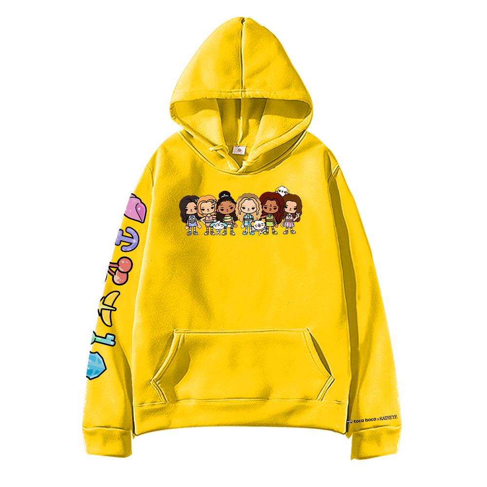 KATSEYE X Toca Boca Hoodie Damen Herren Herbst Lockeres Sweatshirt Kreatives Fleece Kapuzenpullover Lässig Hip Hop Streetwear Lässig Y2K Pullover