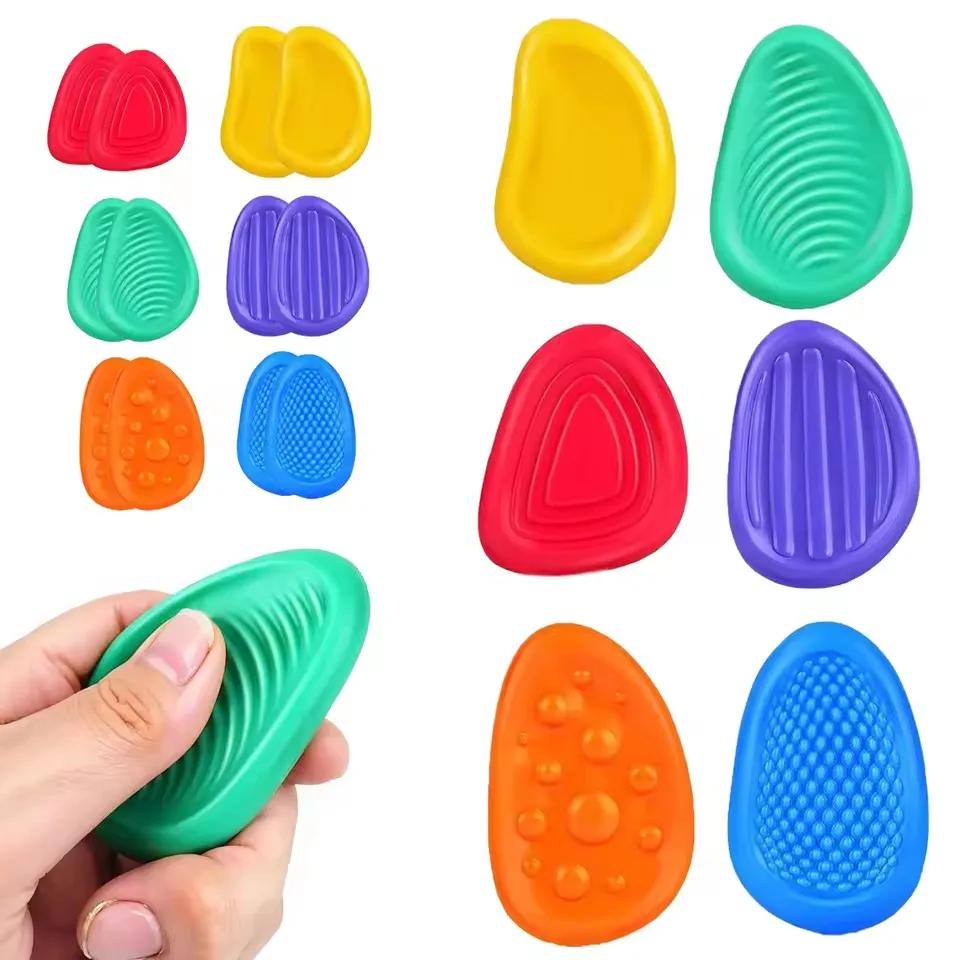 Fidget Toys Sensory Stone 6 Pack Textured Worry Stone Social Emotional Feelings Toys For Special Needs Fidget Stress Toys Gift