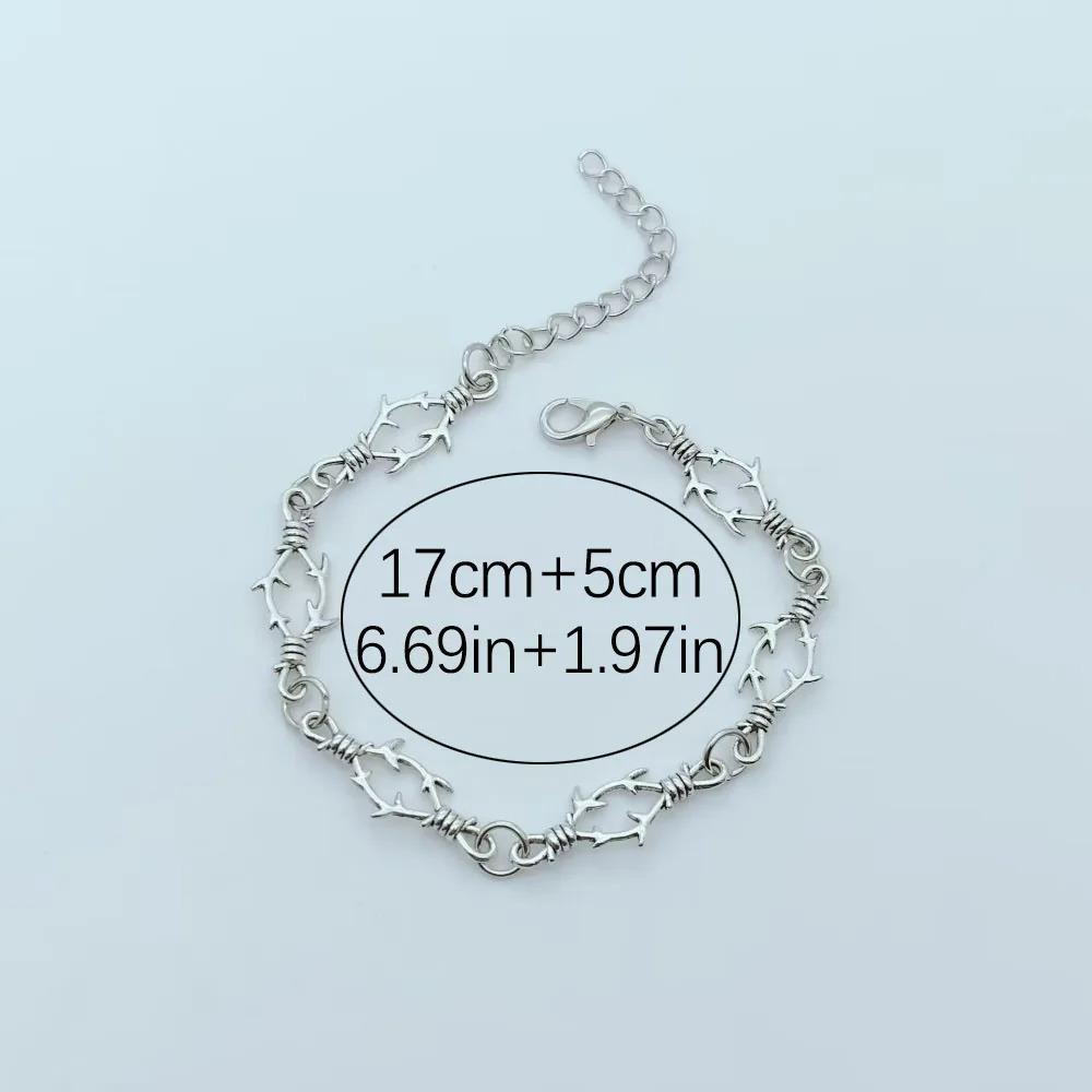 Punk Small Brambles Iron Unisex Bracelet for Women Men, Hip Hop New Gothic Style, Barbed Wire Small Thorn Bracelet Necklace Gift