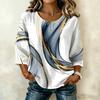 Blusa da Donna Casual con Stampa Floreale, Girocollo, Manica a Tre Quarti, Lino e Cotone, Top Leggero e Comodo per l'Uso Quotidiano