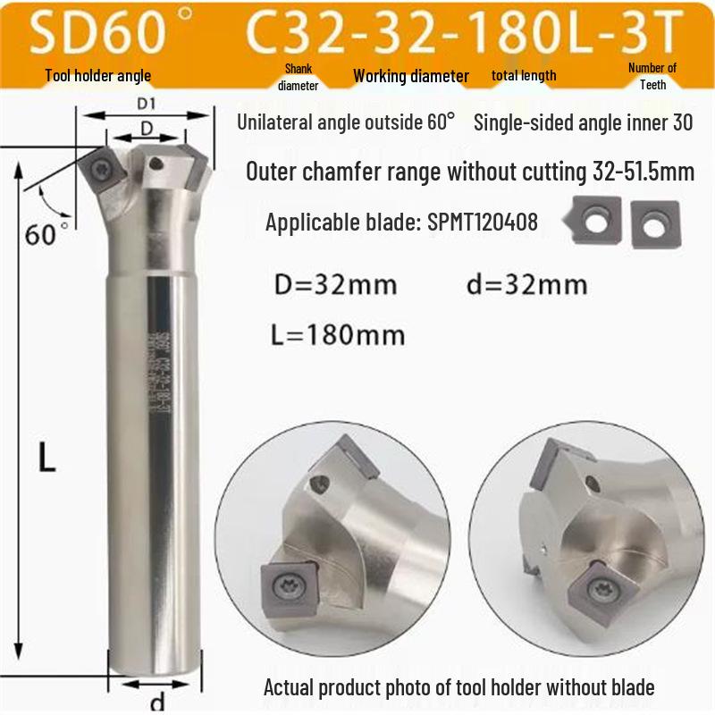 45° CNC Insertable Inner/Outer Chamfer Tool with Up/Down Back-Reaming Holder