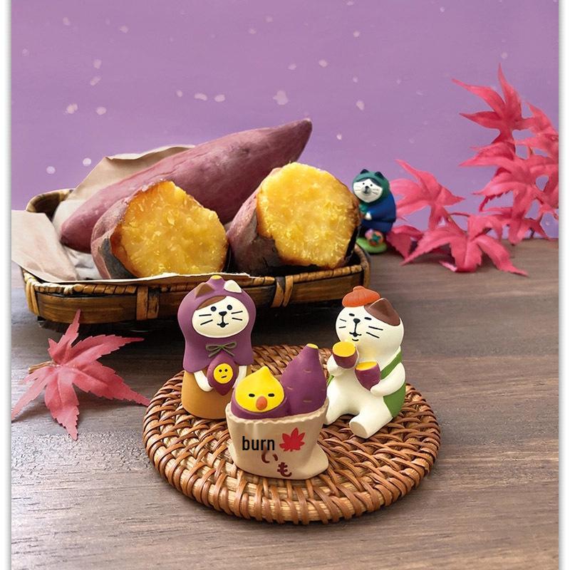 ZAKKA Autumn Harvest Resin Cat Figurine with Persimmon Tree - Trendy INS Blind Box Ornament
