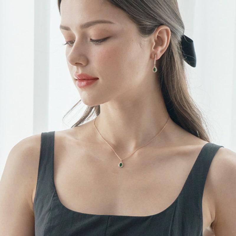 ELLE Jewelry Green Tear Necklace ELBRNN199