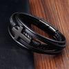 Luxury Multicolor Cross Design Classic Stainless Steel Men's Leather Bracelet  Choose Handsome Men's Gifts