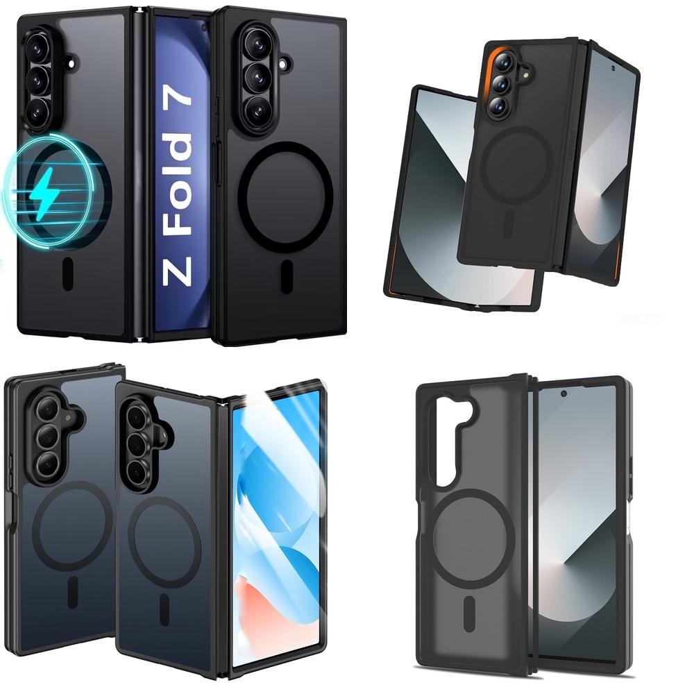 Luxury Matte Translucent Shockproof Magnetic Built-in Magnetic Hard Phone Case for Samsung Z Fold 7 6 8 Wide Lightweight Slim