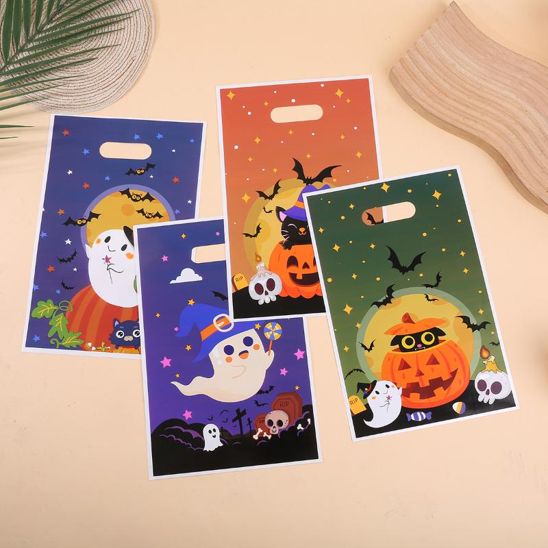 10/30/40/50/100Pcs Halloween Candy Bags Pumpkin Ghost Cookies Gift Packing Bags Trick Or Treat Bags Halloween Decorations