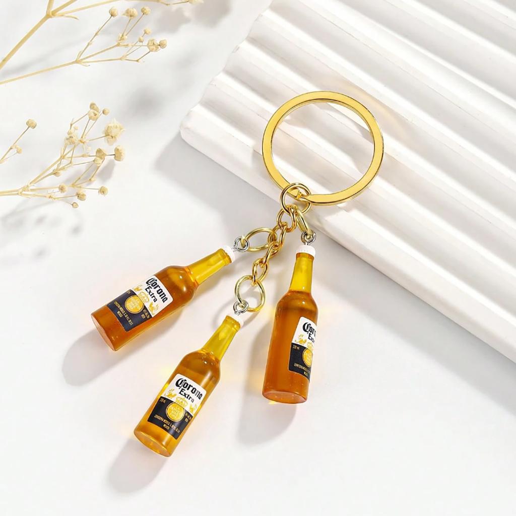 Mini Wine Bottle Keychain 3D Resin Bottle Bag Pendant Beer Bottle Charm Couple Family Keychain Pendant