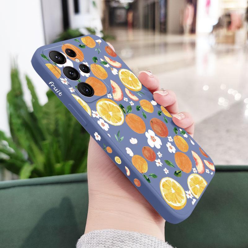 

Watercolor Oranges Phone Case For Samsung Galaxy S26 Plus Ultra Silicone Cover Galaxy S26 Ultra светло-синий