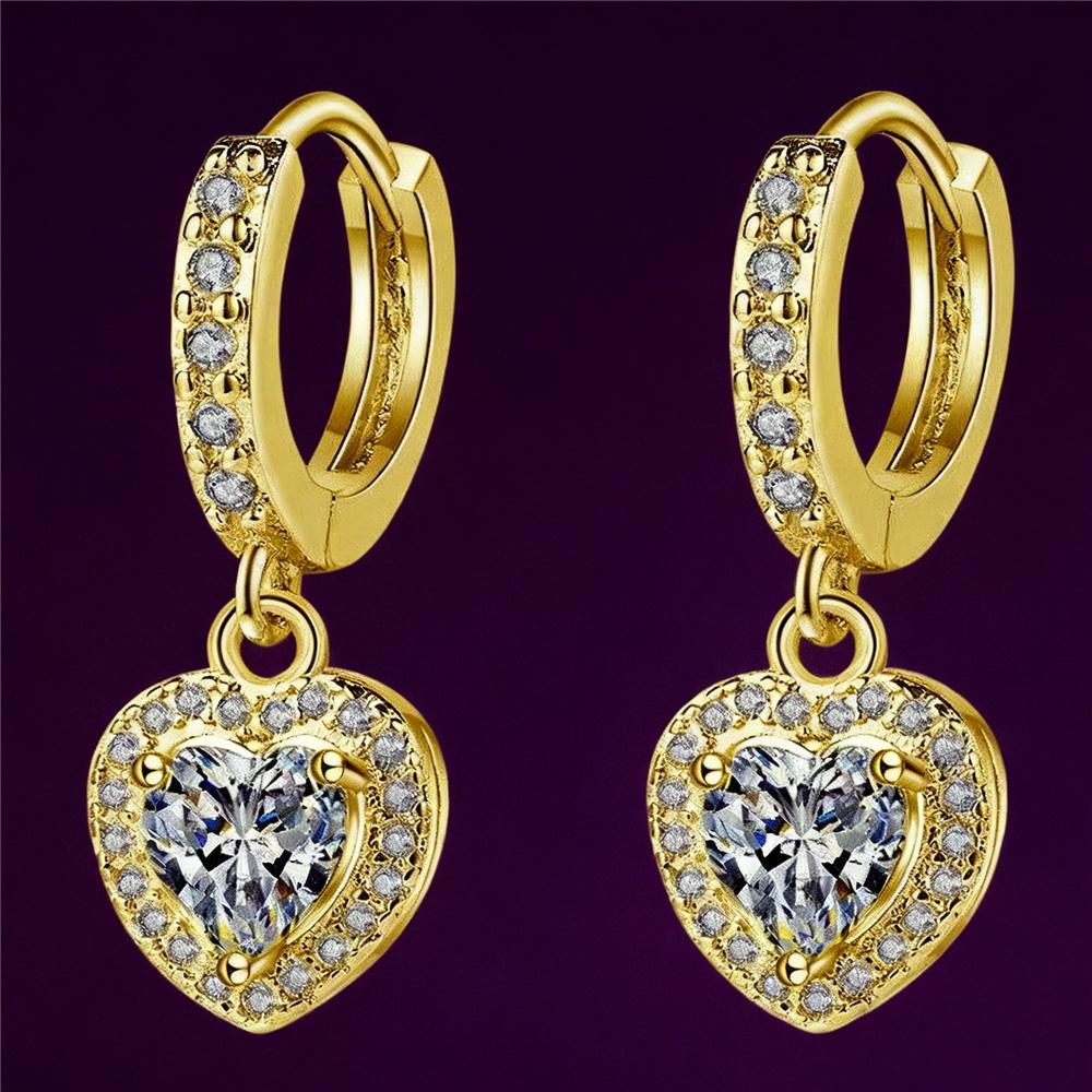 Cute Female White Zircon Stone Hoop Earrings Vintage Fashion Wedding  For Women
