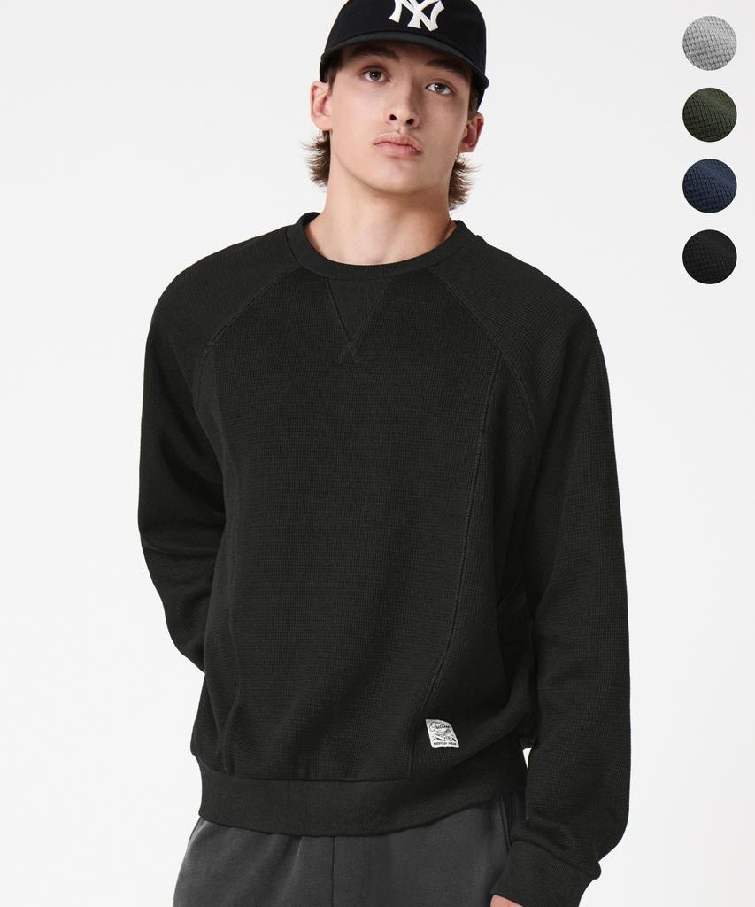 TRILLION Overlock Stitch Waffle Sweatshirt_4Color