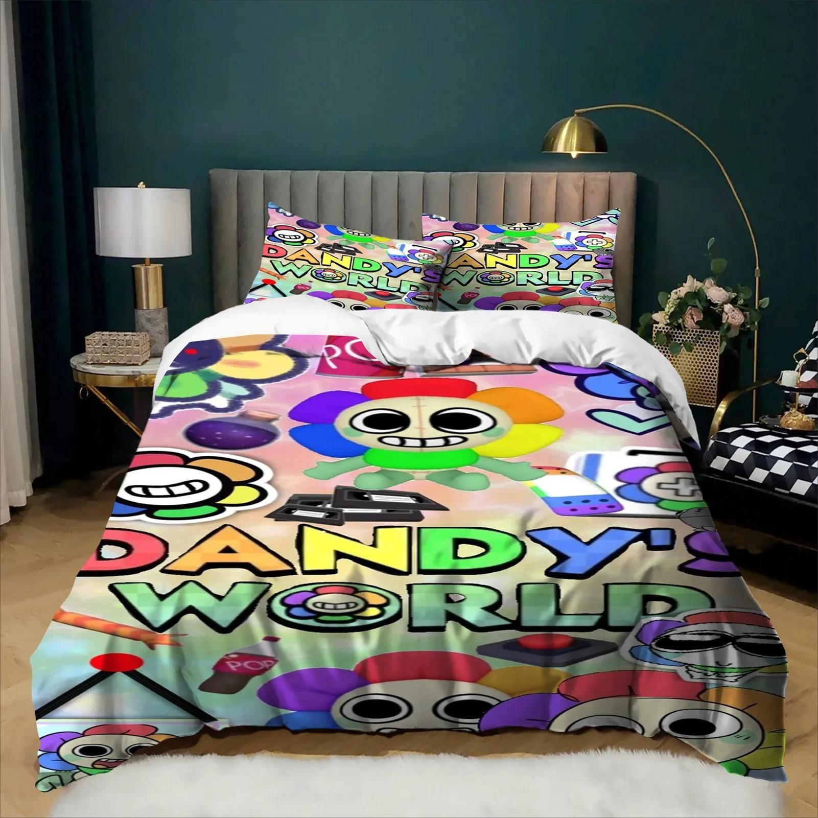 Superbe Housse de couette Taie d'oreiller D-Dandy's W-World Ensemble 2/3 pièces Anime Literie Enfant Garçon Fille Taille Simple/Double/Queen Size 135x200cm (3pcs)