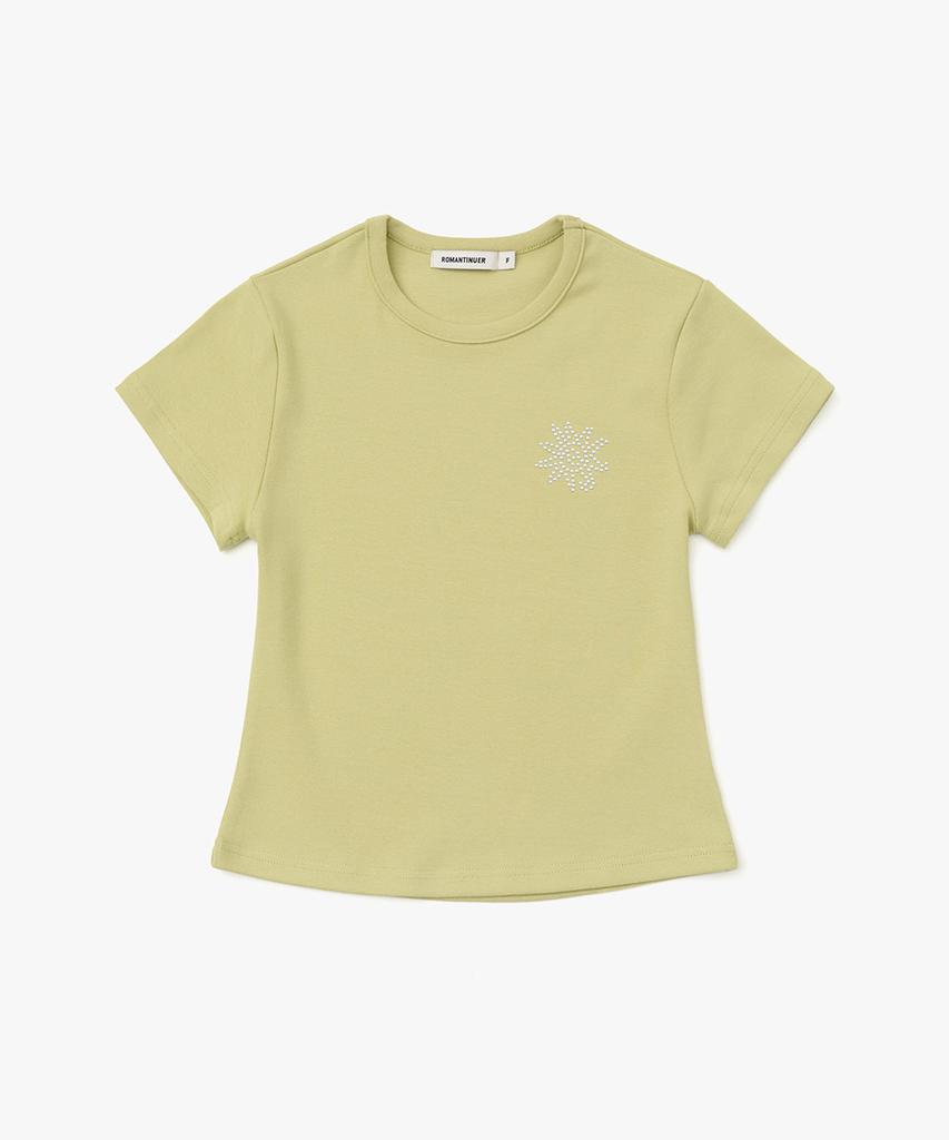 Lomaentinueo Sunrise Slim-Fit Cropped Cotton T-Shirt (Light Green)