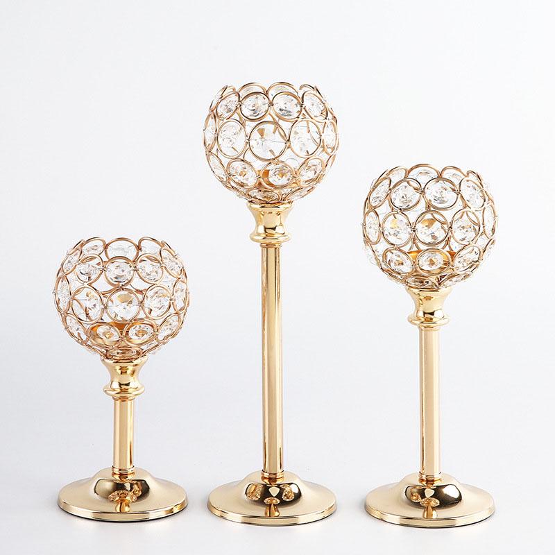 Porte-bougie en cristal doré Bougeoir pour bougie chauffe-plat Centre de table Chandeliers Noël Mariage Fête Décoration de maison