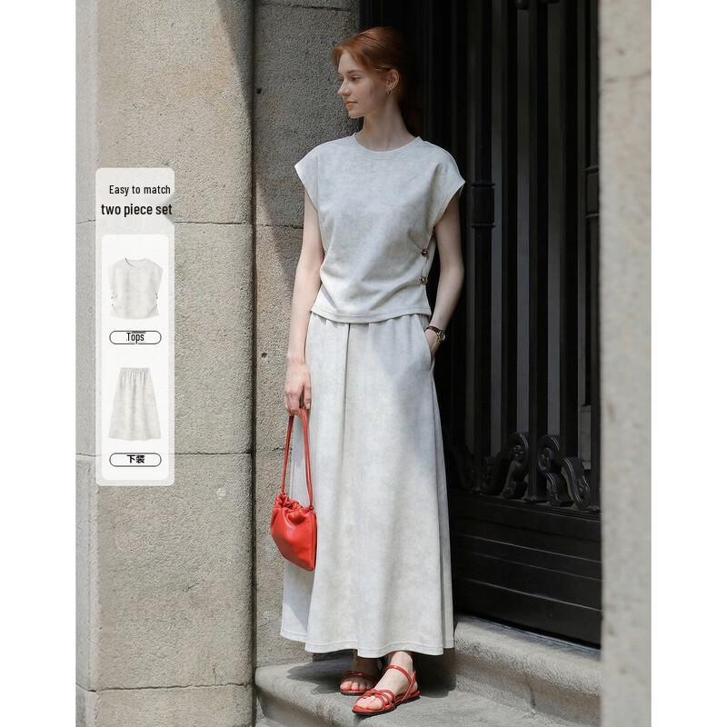 Demana Elegant Gradient Print Skirt Set M