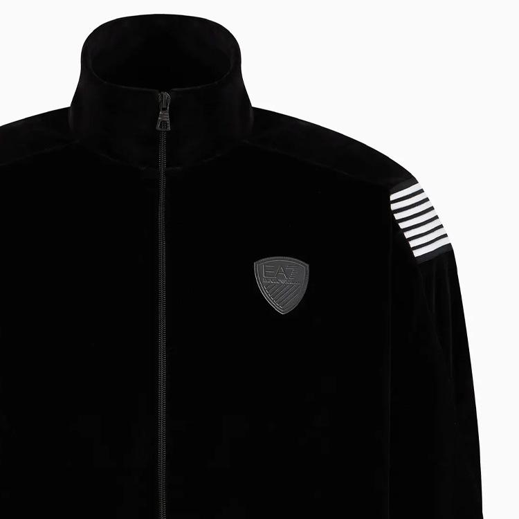 Emporio Armani EA7 FW24 Letter Logo Label Stand Collar Zipper Loose Long Sleeve Sweatshirt Men sweatshirt Black 6DPM54-PJLXZ-1200