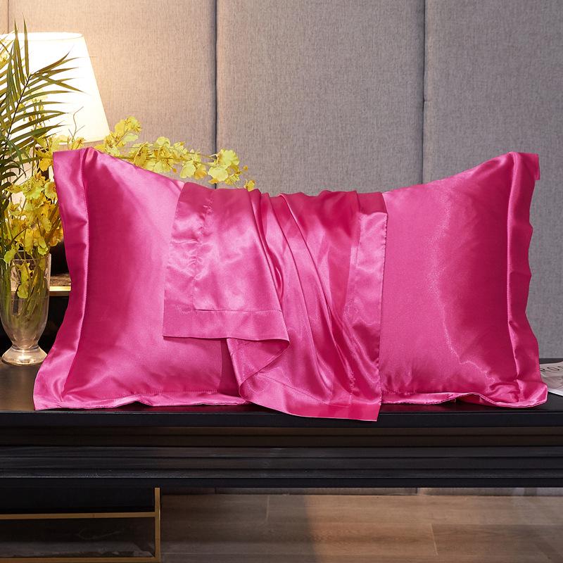 Solid Color Mulberry Silk Pillowcase - Adult Silky Ice Silk Cover