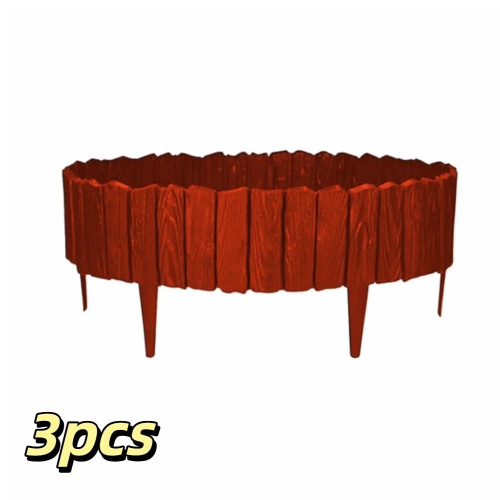3pcs Imitation Stone Texture Garden Edging Border Interlocking Fence Lawn Landscaping красный