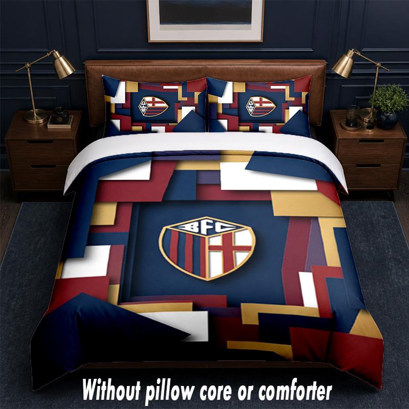 Bologna FC Design Bed Bedding Set 1 Duvet Cover + 2 Pillowcases Soft Breathable Household Bed Linens