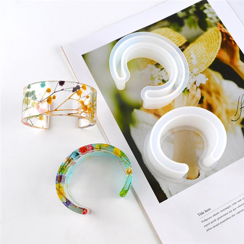 Resin Bracelet Molds Silicone Bangle Mold C Font Open Cuff Epoxy Casting for DIY Crafts Jewelry Making