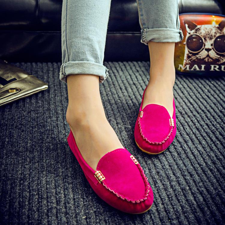 Korean Version of Women's  Autumn Shallow Mouth Doudou Shoes Flat Heel Single Shoes Women's One-pedal Women's Shoes Lazy Shoes Large Size Shoes