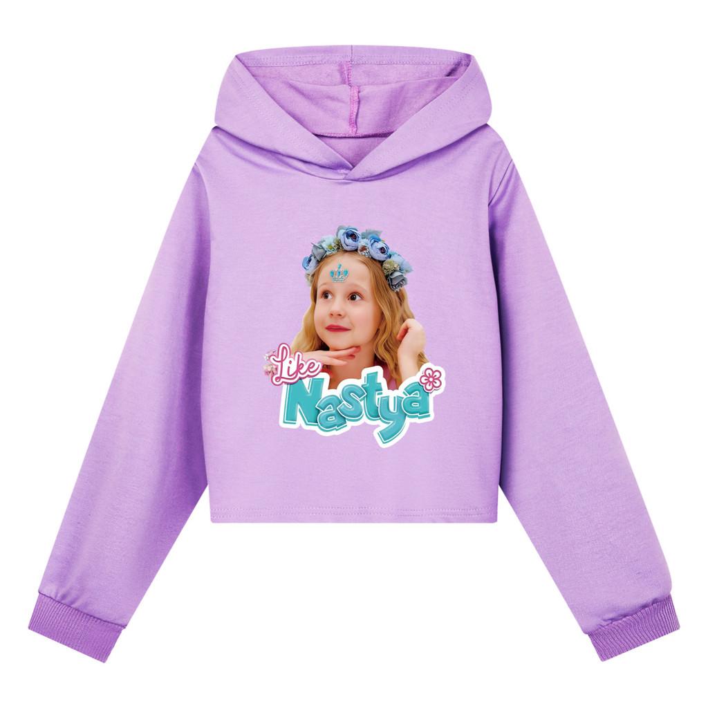 5530 Kids Girls Nastya Printed Fashion Casual Long Sleeves Hoodies 110cm фиолетовый