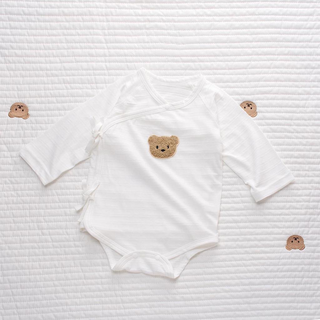 Nordic Style Summer Baby Cotton Romper Set – Ultra-Thin Long Sleeve Onesie with Boneless Hip Wrap