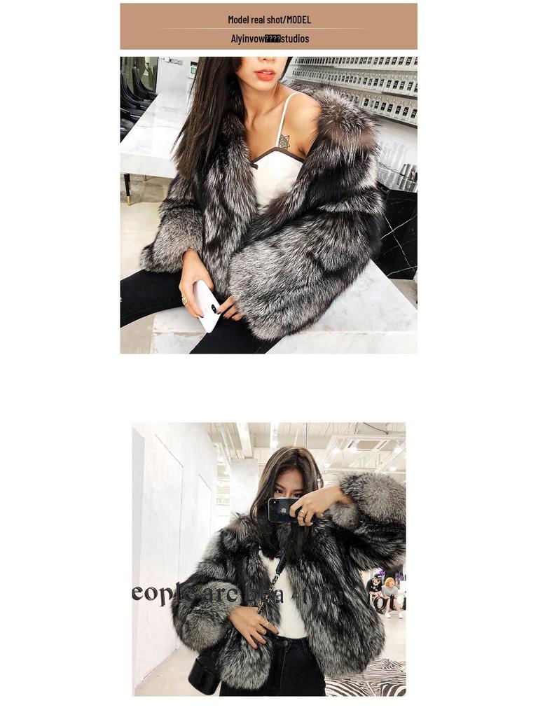 Dámský krátký kabát z umělé liščí kožešiny - Módní svrchník pro podzim/zimu 2024