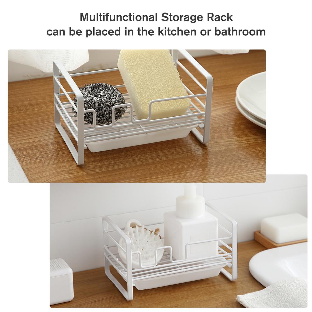 Spons Zeep Borstelhouder Keuken Zeep Opvangbak Aanrecht Sponsrek met Verwijderbaar Afdruiprek Aanrecht Organizer Zeep
