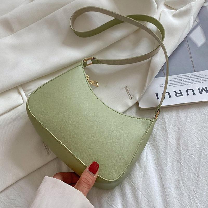 Fashion Casual Solid Color Shoulder Bag For Women High Quality PU Leather Underarm Bag