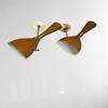 Mid-Century Italian Brass Wall Sconce Pair Brown Diabolo Lamps