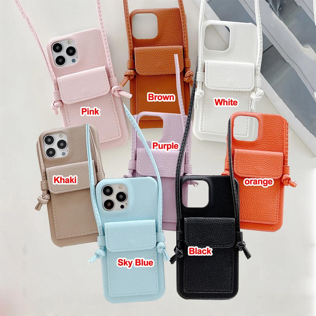 Crossbody Lanyard Phone Case For iPhone 16 15 14 13 12 11 Pro Max Mini XR XS Max 7 8 Plus Case Wallet Leather Card Holder Strap